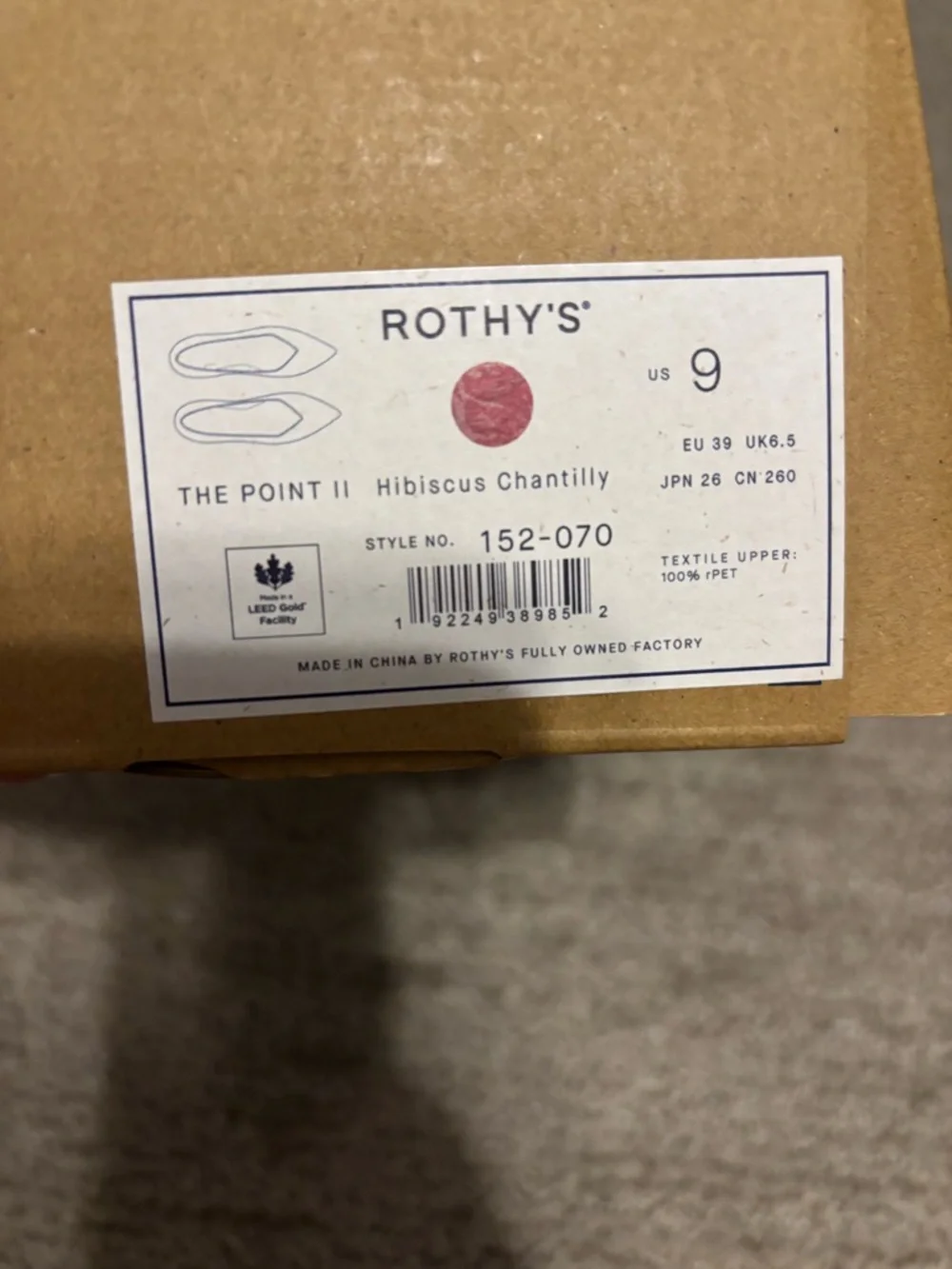 New Rothy's Pink Patterned “The Point II” Flats - Picture 4 of 6